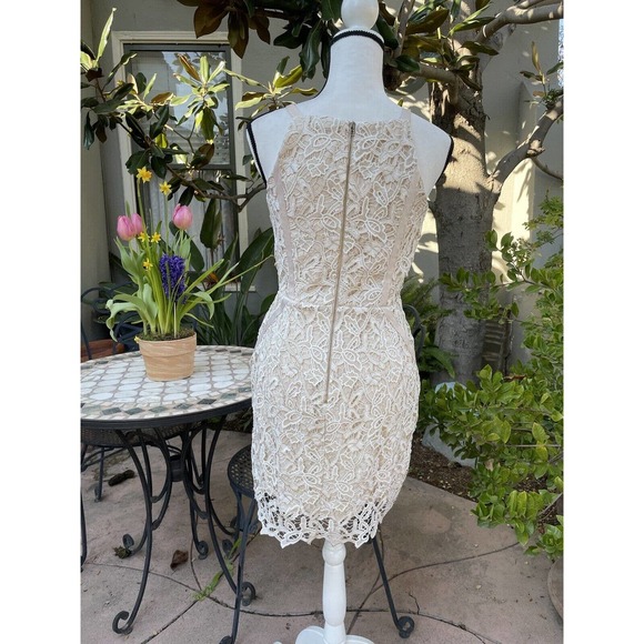 NWT ASTR The Label Womens Sheath Lurex Ivory Lace Dress Lined Spaghetti Straps S - Picture 7 of 8